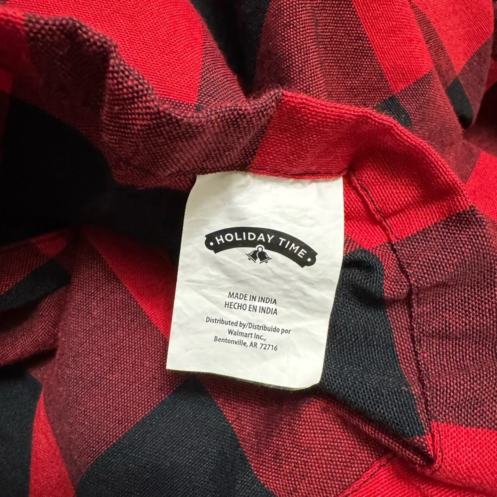 Holiday Time Red‎ and Black Buffalo Plaid Round Fabric Tablecloth 70
